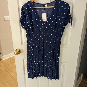 New H&M  Navy polka dot dress